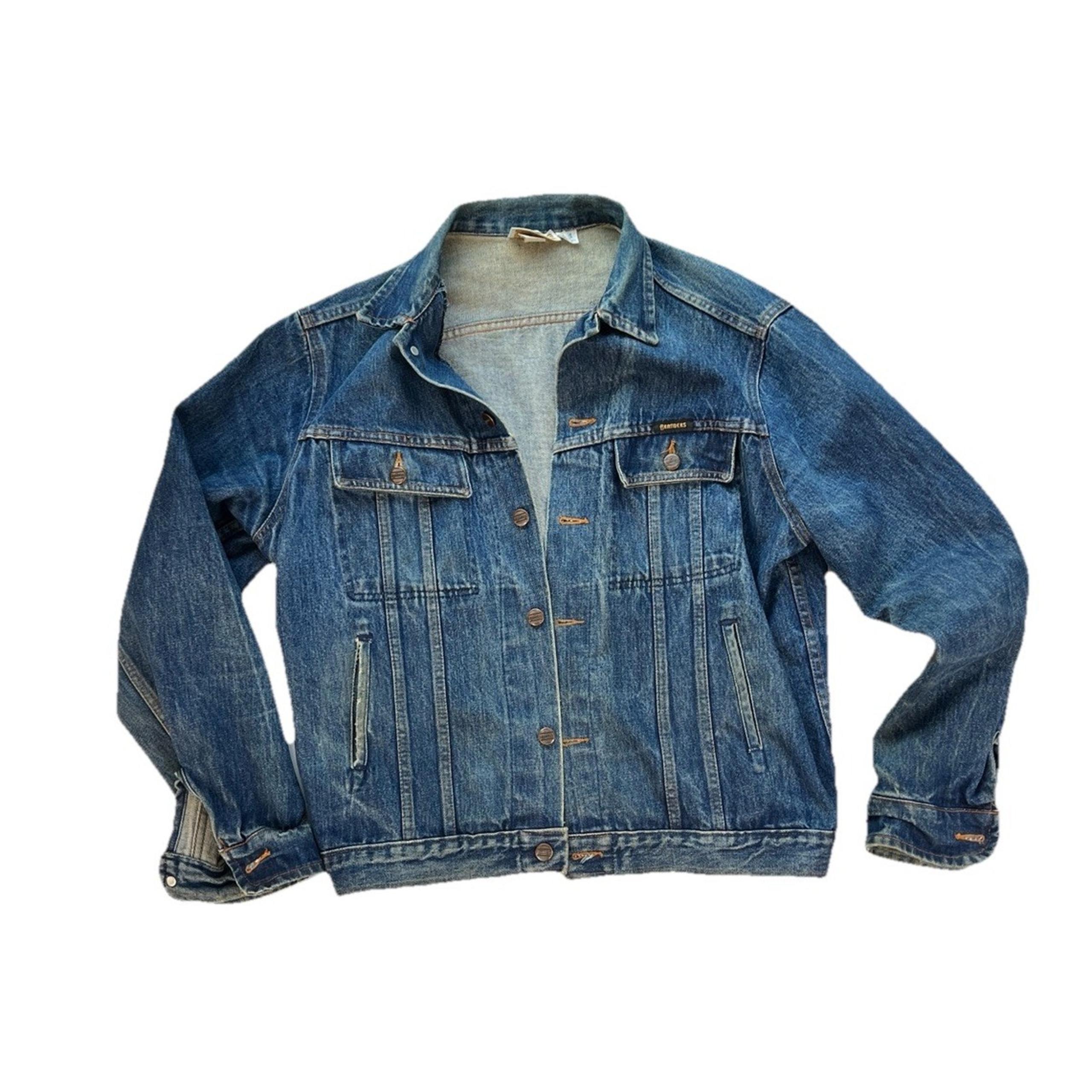 Vintage Branders By Dixies Denim Bomber Jean Jacket Mens 44 Western Trucker Blue