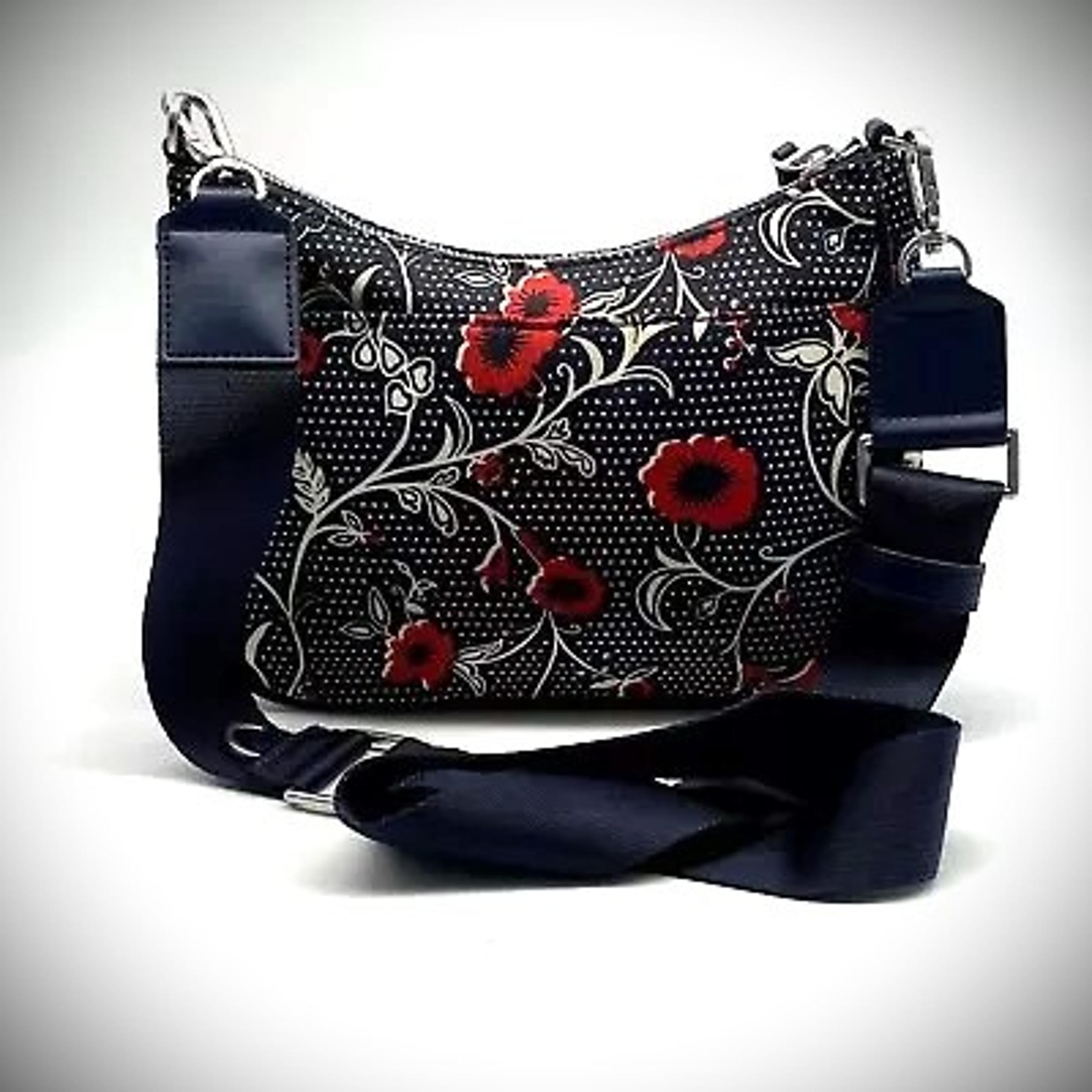 TORY BURCH Navy and Red Retro Batik Crossbody Bag