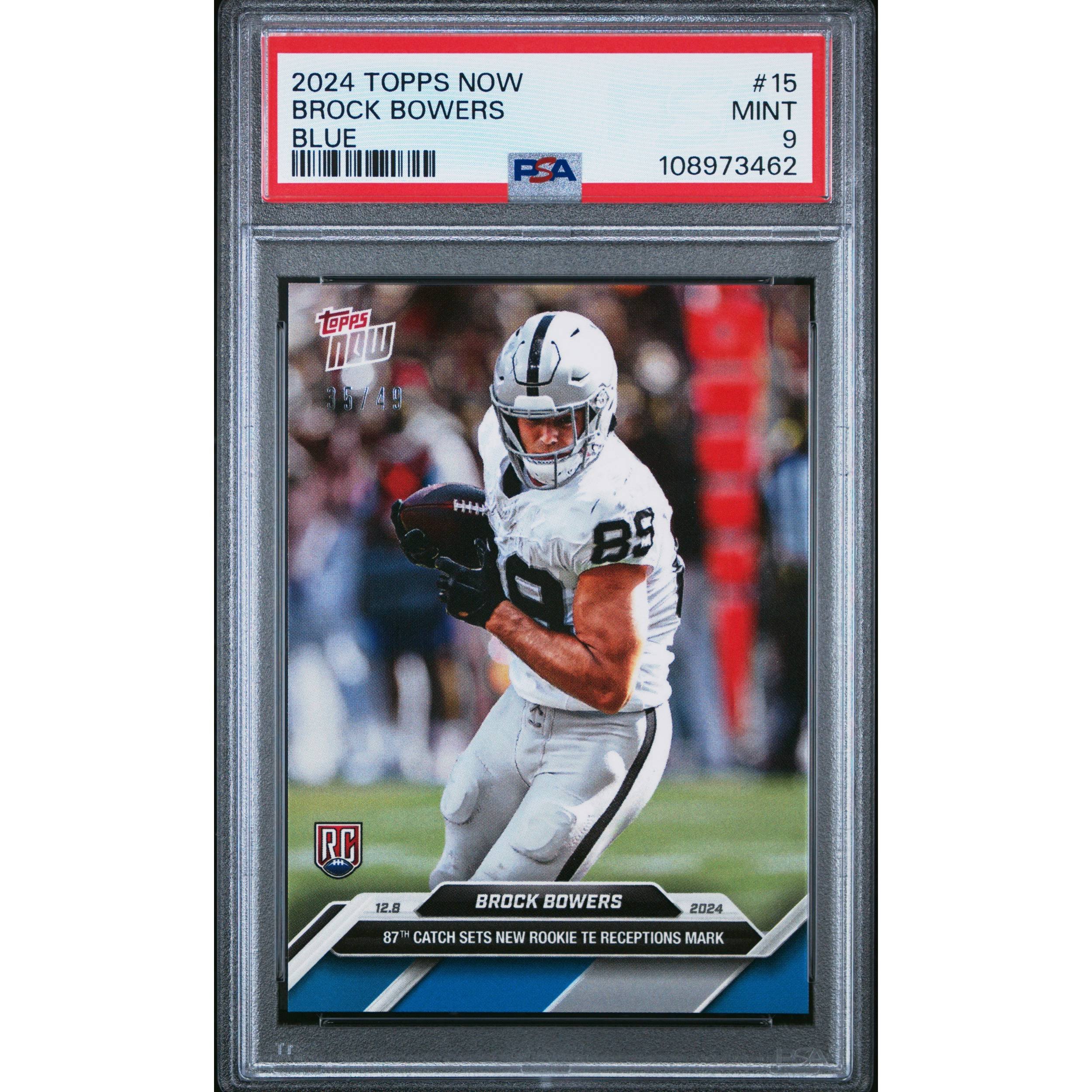 Graded 2024 Topps Now Brock Bowers #BLUEY Rookie Card PSA 9