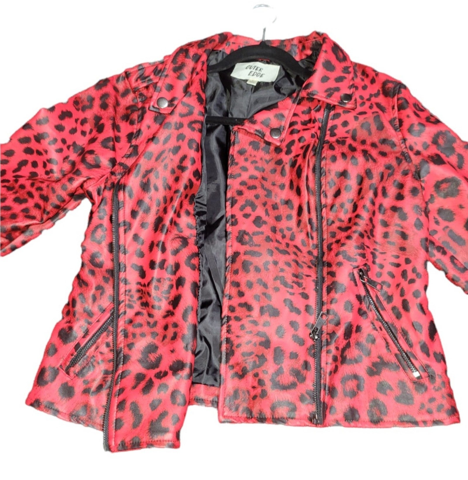 Leather Red hot Animal Print Jacket