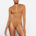 NWOT Skims Swim Zip Front Long Sleeve One Piece - Almond Size Medium