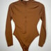 NWOT Skims Swim Zip Front Long Sleeve One Piece - Almond Size Medium