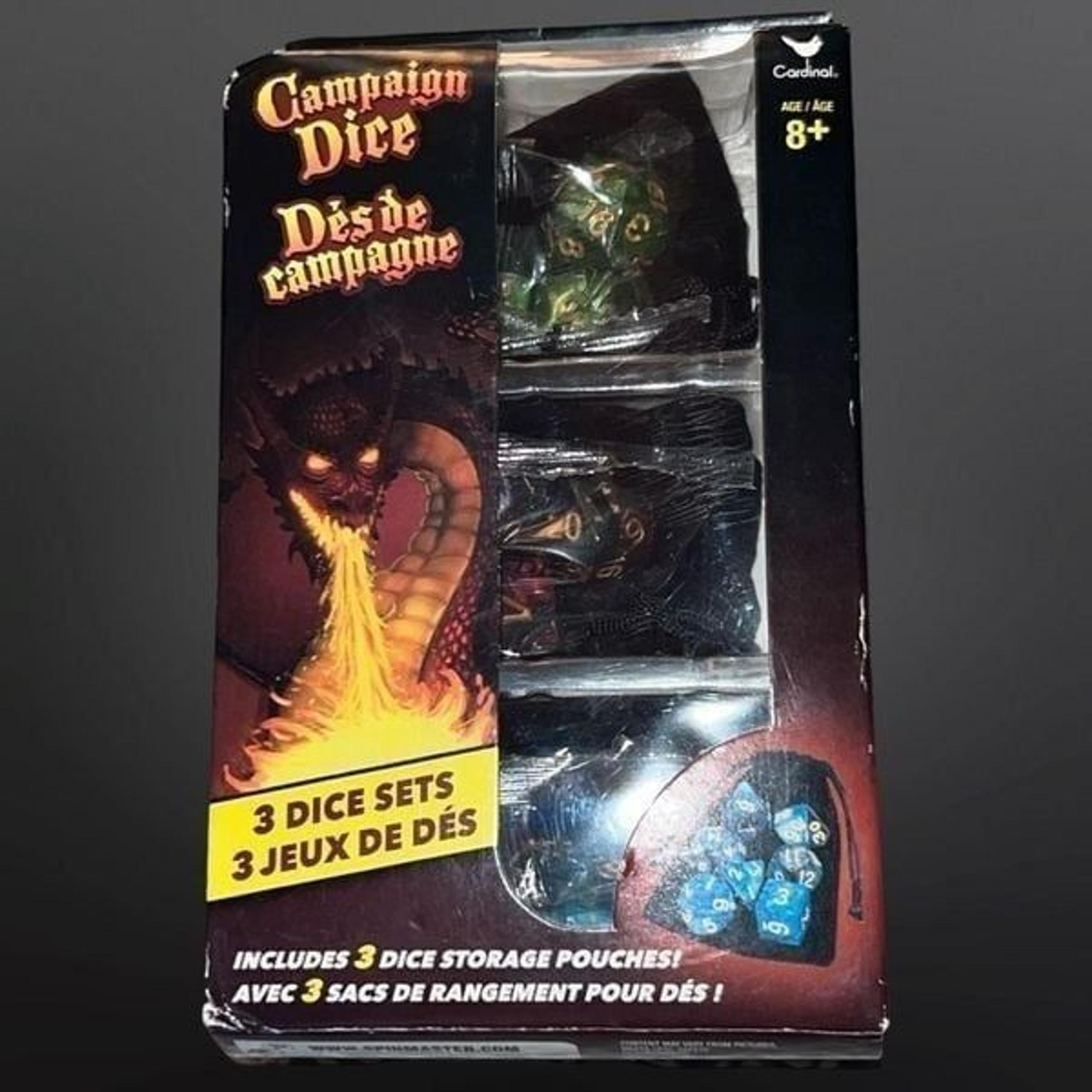 NIB Spin Masters Campaign Dice for Role-Playing Games 3 sets of 7 with Storage P