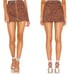 Free People We the Free Denim Skirt Zip It Up Brown Raw Hem Animal Print Mini 29