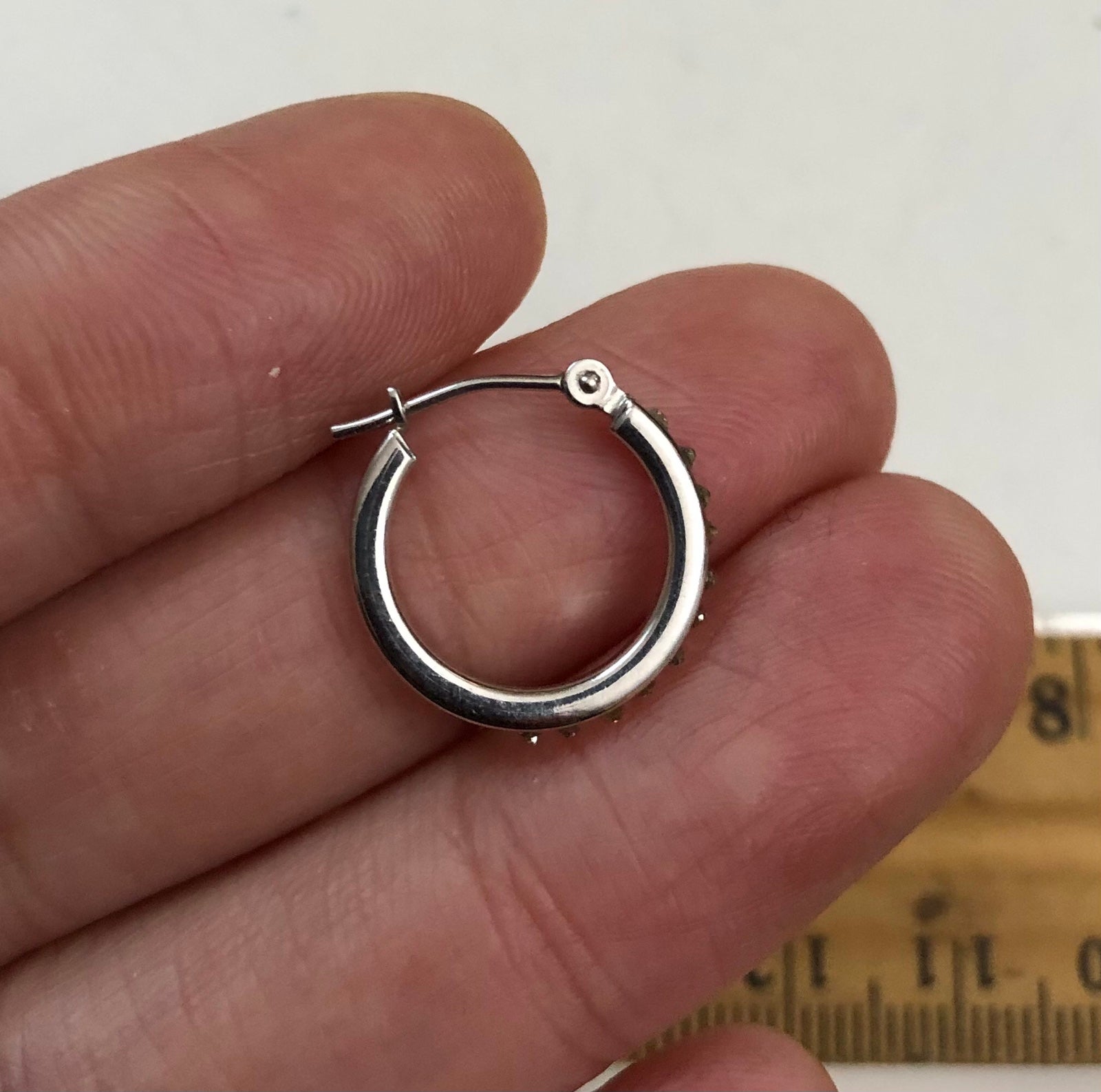 Single 14k solid white gold hoop earrings