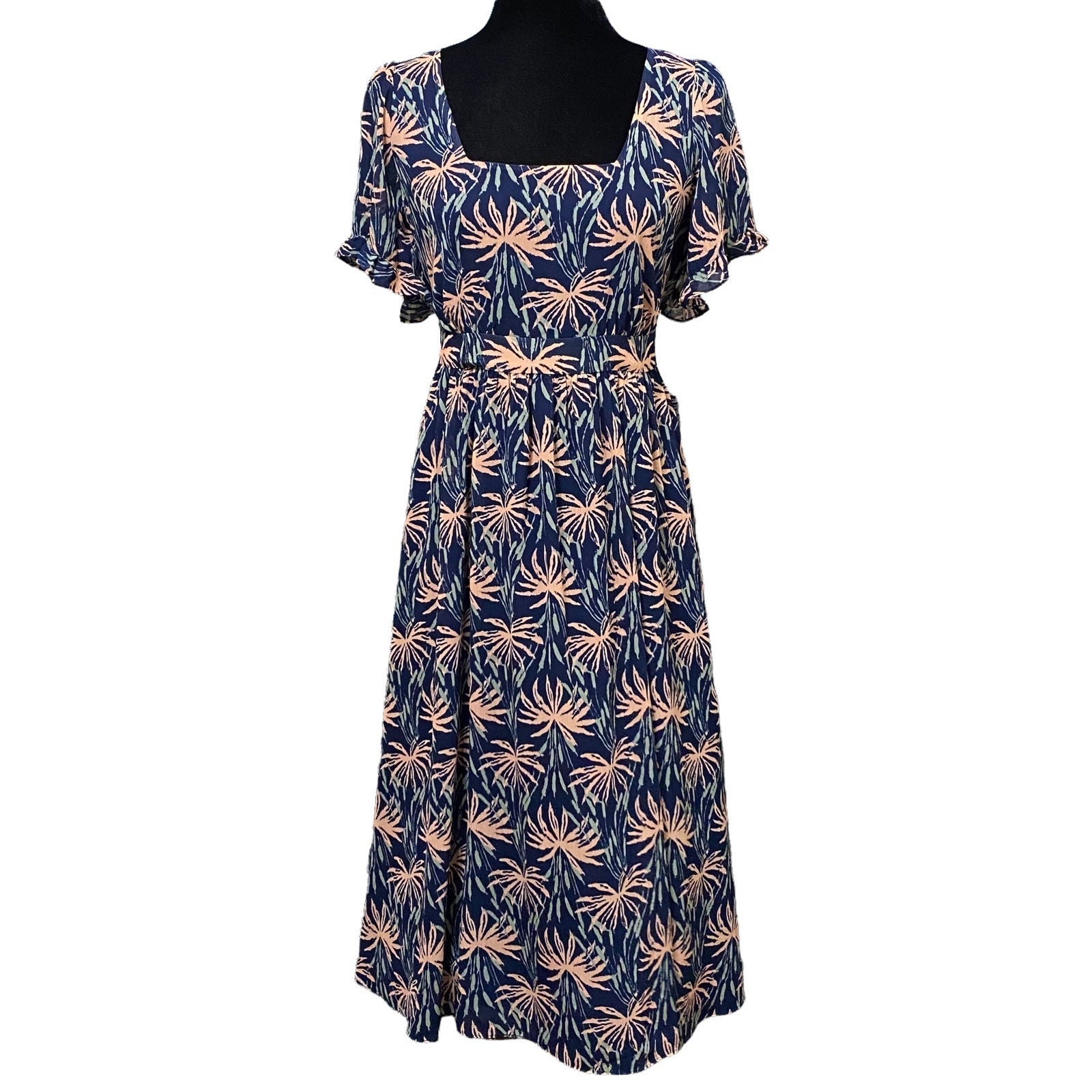 Madewell Womens Size Medium shops Ruffle Sleeve Floral Midi Dress Oasis Palm