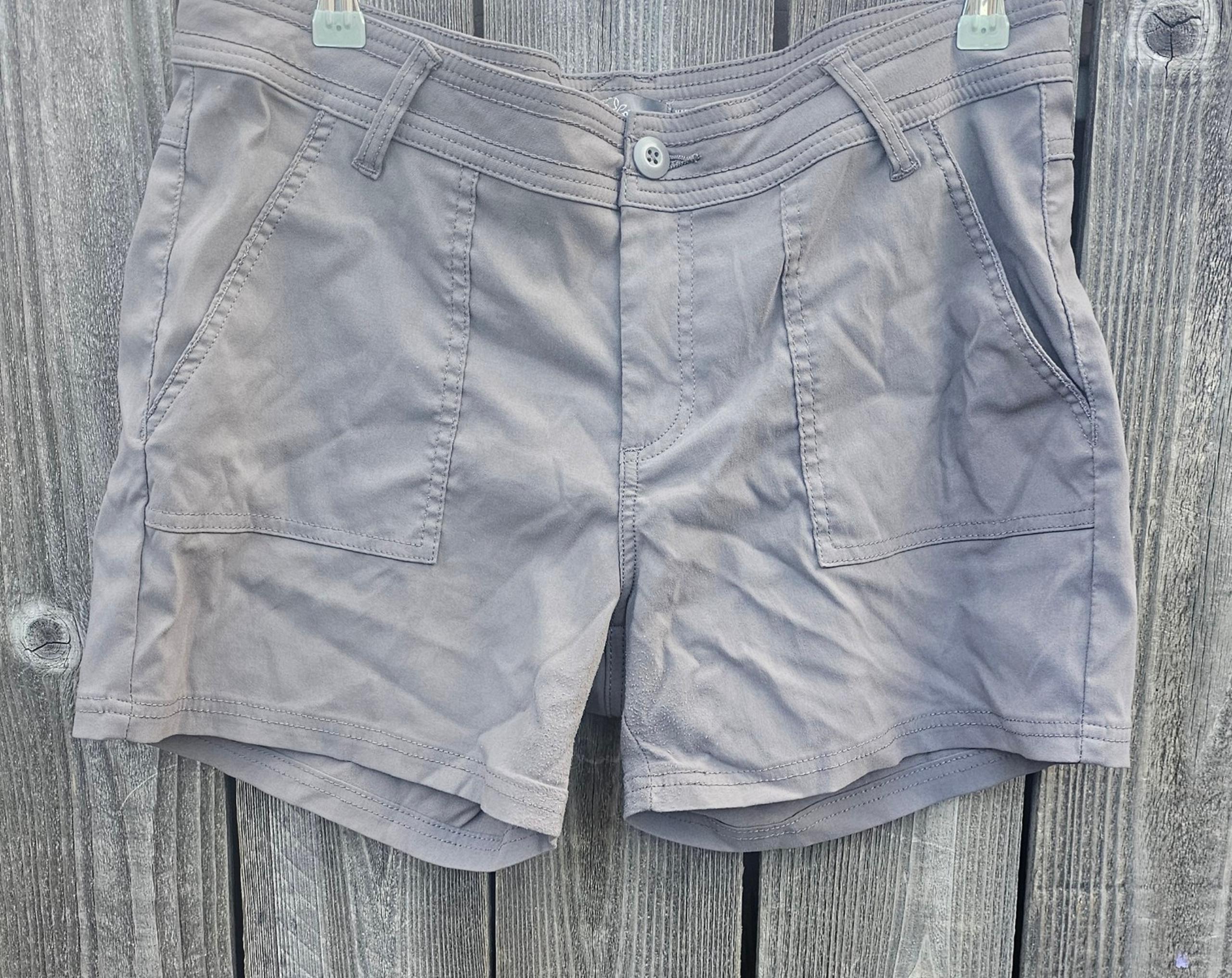 Prana Shorts Womens Grey Mid Rise Pockets Cotton Blend