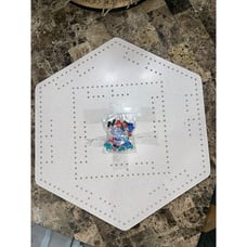 Hexagonal Cribbage Board With Pegs Set - Durable Wood Construction - Unique Desi