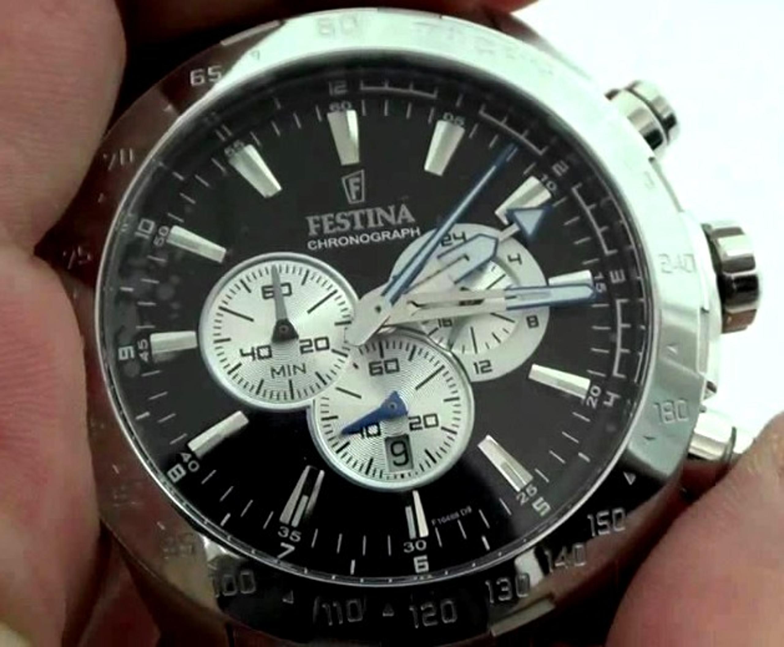 Festina F16488/9 Chrono Watch BLACK FACE Sport Men Stainless 45mm NEW IN BOX
