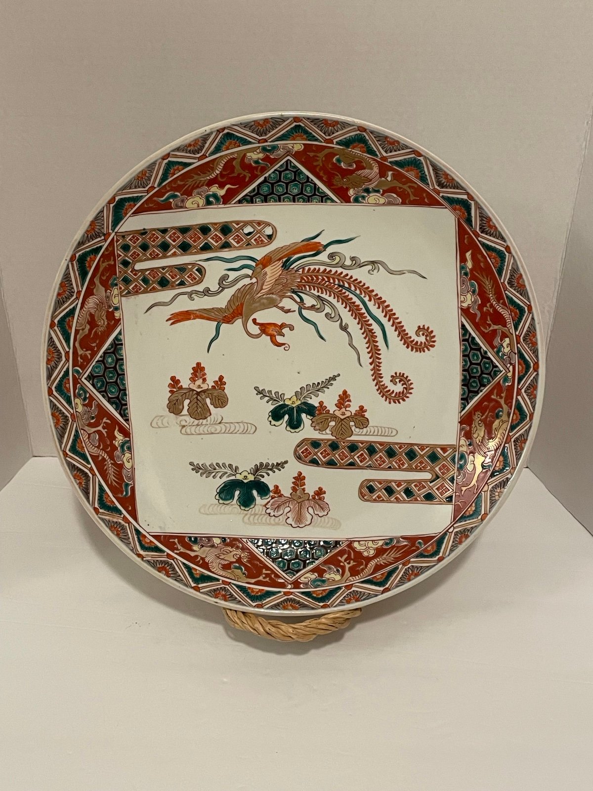 Antique Japanese Flying Phoenix Charger / Platter