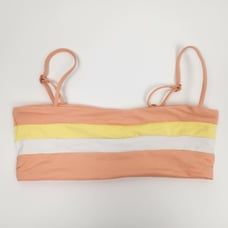 L*Space Rebel Stripe Bikini Top in Orange Size Medium NWT