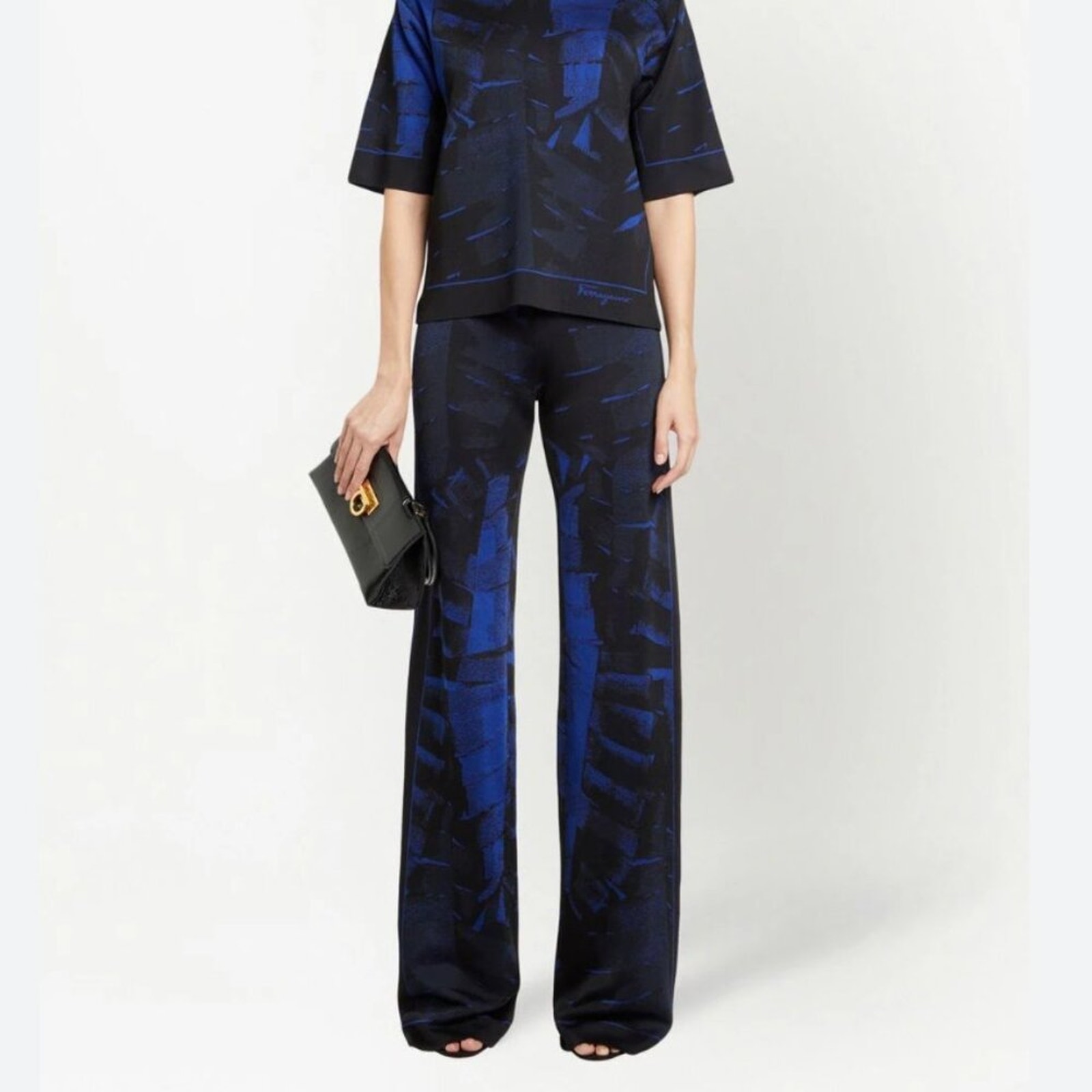 Ferragamo Jacquard Palm Print Trousers