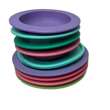 Oogaa Silicone Baby Toddler Huge Set 4 Plates Bowls 2 Lids Safe Healthy 100 +