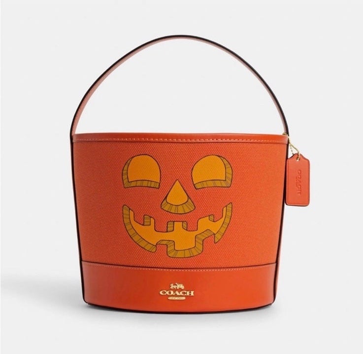 Trick Or Treat Bucket In Signature Canvas With Halloween Pumpkin