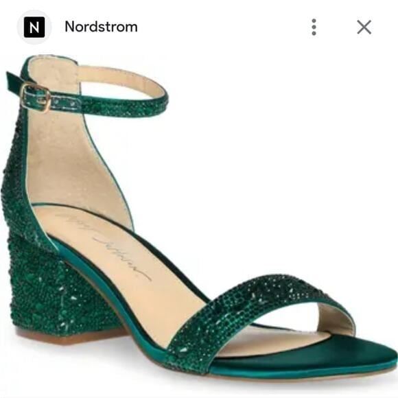BETSY JOHNSON Mari Crystal Ankle Strap Teal Green Party Sandals Size 6