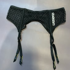 Victoria ’s Secret black polka dot garter belt size L