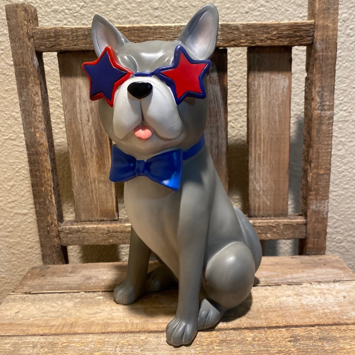Patriotic French Bulldog, July 4th French Bulldog With Sunglasses Resin Figure