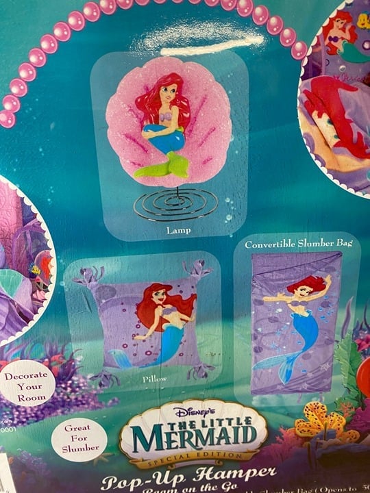 Ariel Little Mermaid LAMP PILLOW SLEEPING BAG Slumber Set NEW Disney Princess