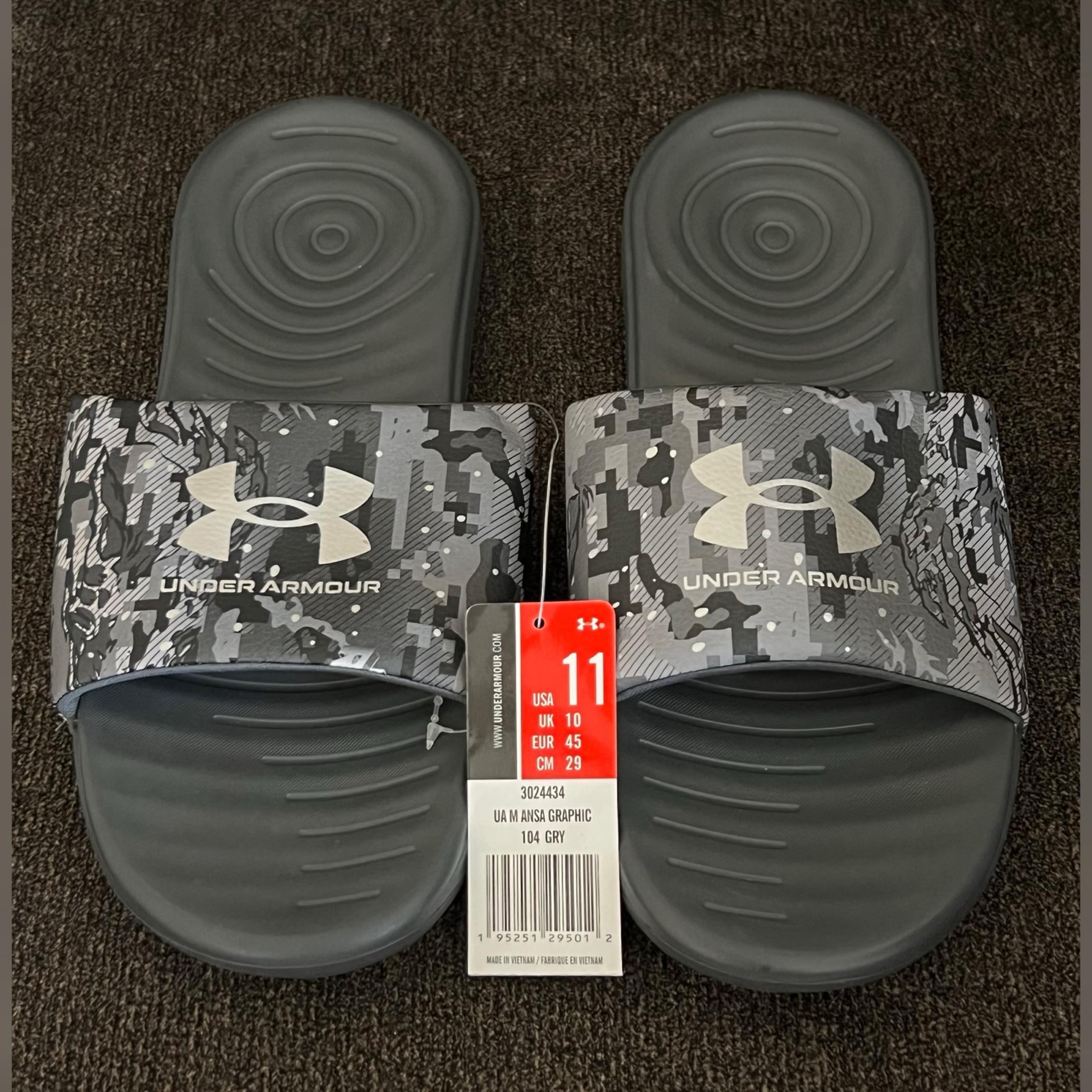 Under Armour Ansa Graphic Slides ‘Rhino Gray Camo’ Sandals Men’s -Size 11