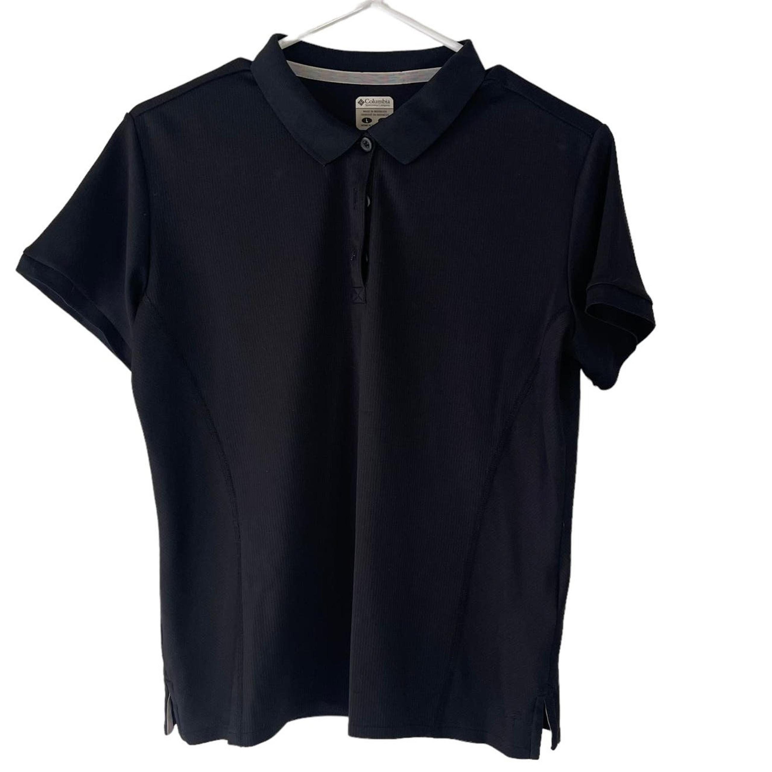 Columbia Women's Size Large Black Short Sleeve Activewear Polo Shirt