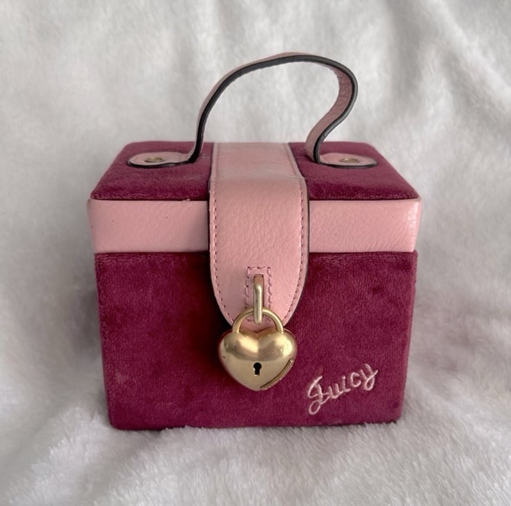 Y2K Juicy Couture authentic raspberry velour vintage train case