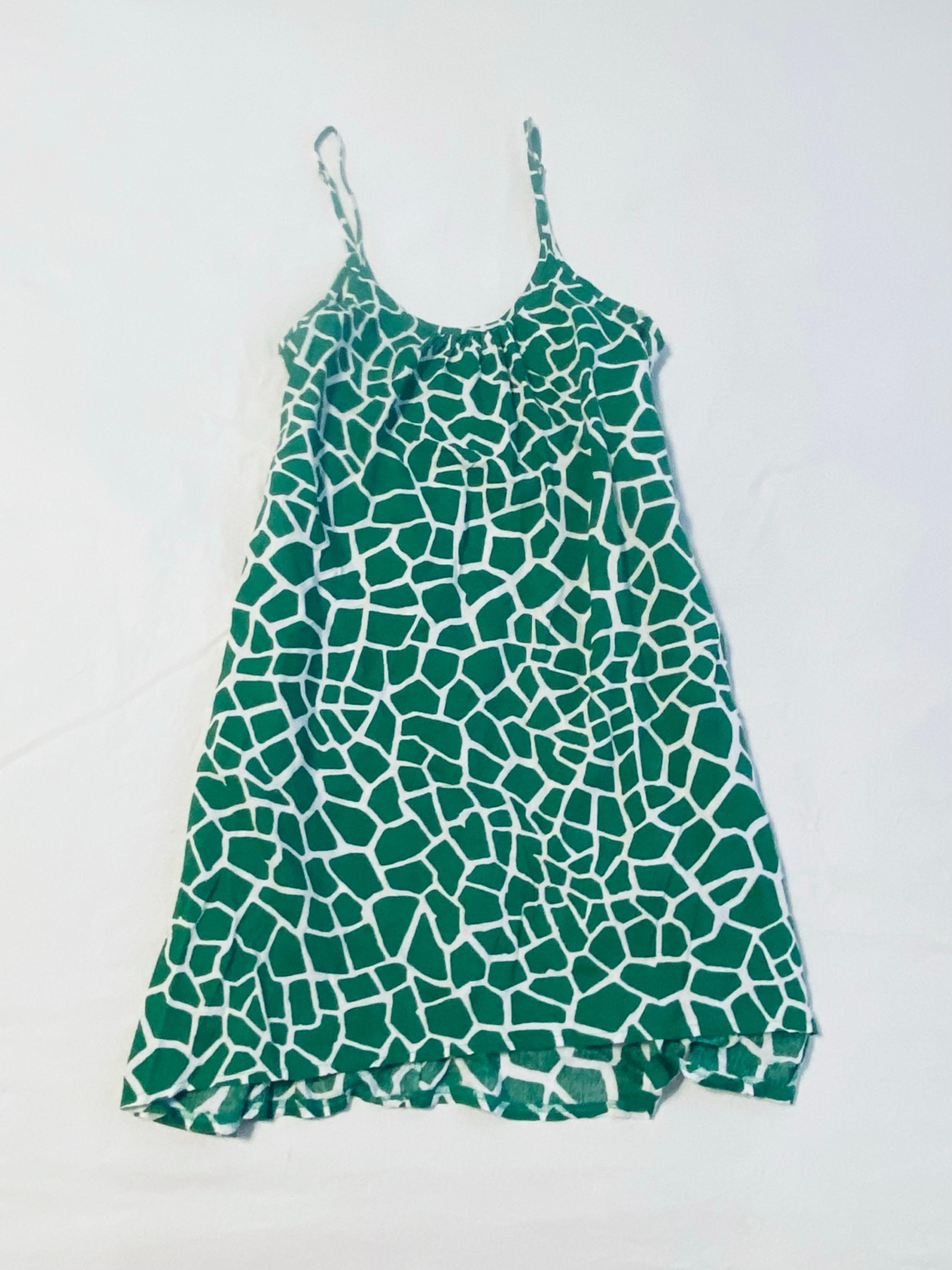 XIX Palms Giraffe Print Green & White Dress