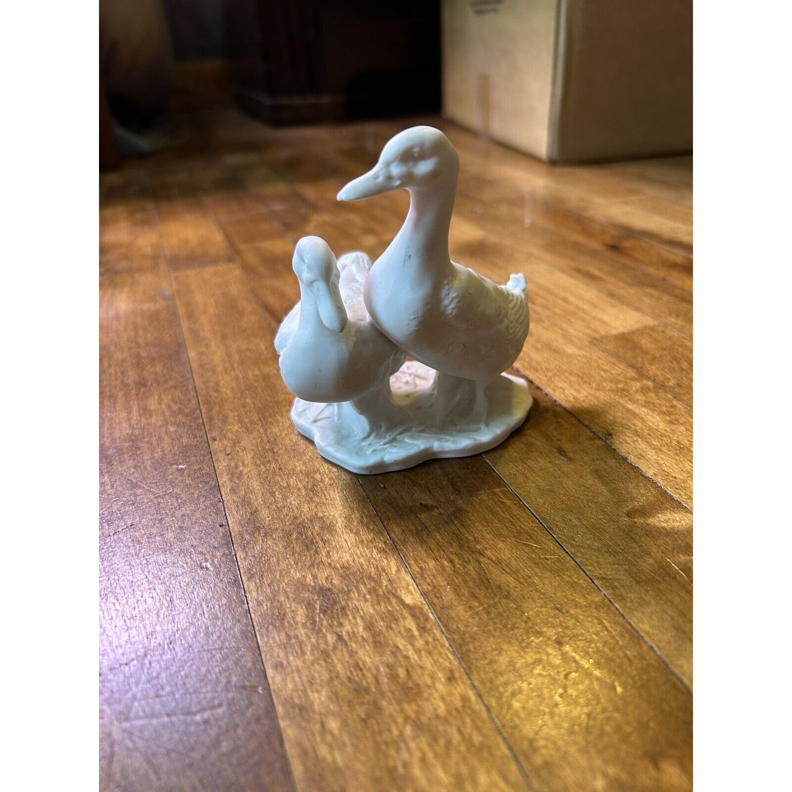 Geese Figurine, Vintage Kaiser White Bisque Porcelain From West Germany