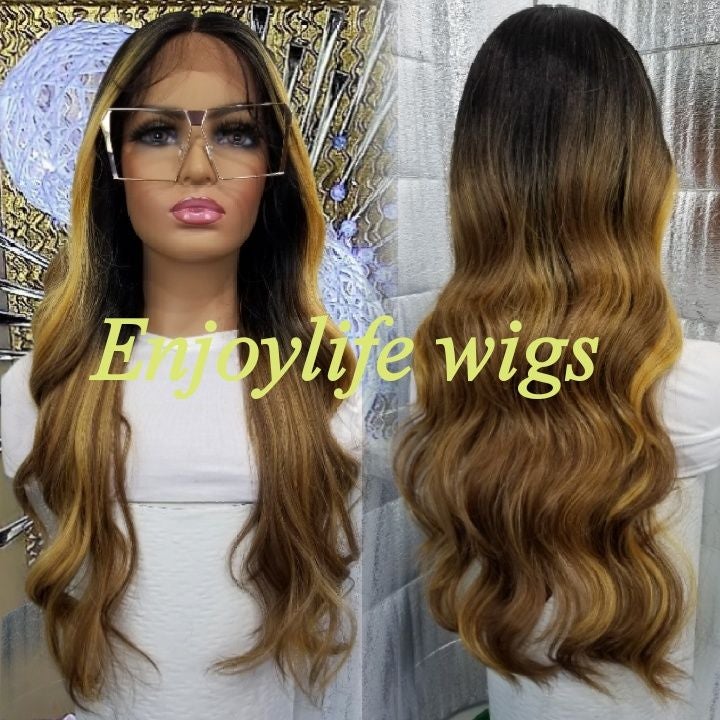 Human hair Brown Lace Front Wig with hig