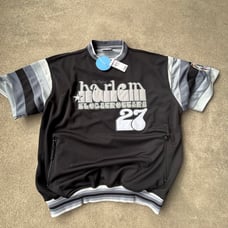 (NEW) Platinum FUBU x Harlem Globetrotters Baseball Jersey with pockets Mens 2XL