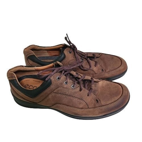 Ecco Brown Leather Shock Point Lace Up Oxford Size 47(12.5)