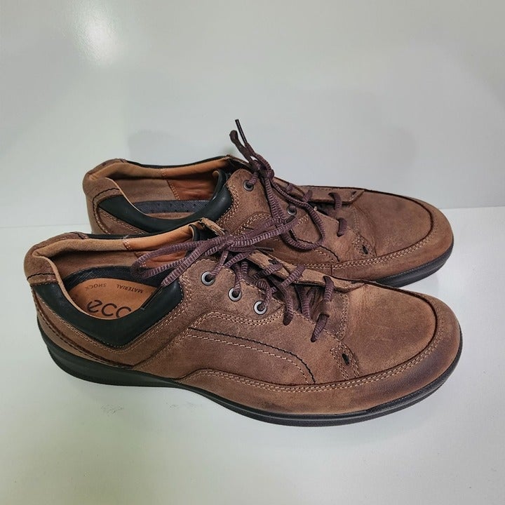 Ecco Brown Leather Shock Point Lace Up Oxford Size 47(12.5)