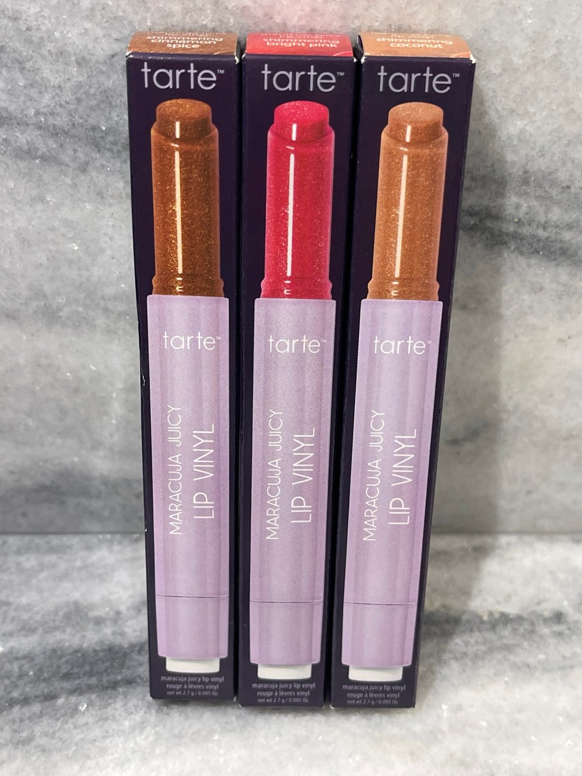 Maracuja juicy lip vinyl by Tarte bundle.