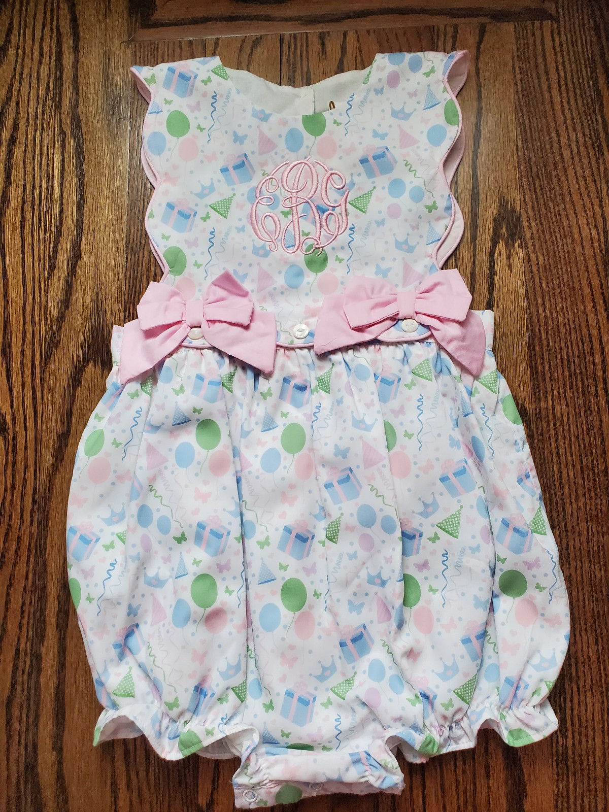 New eBg monogram toddler girl Cecil and Lou birthday present bubble, 3T