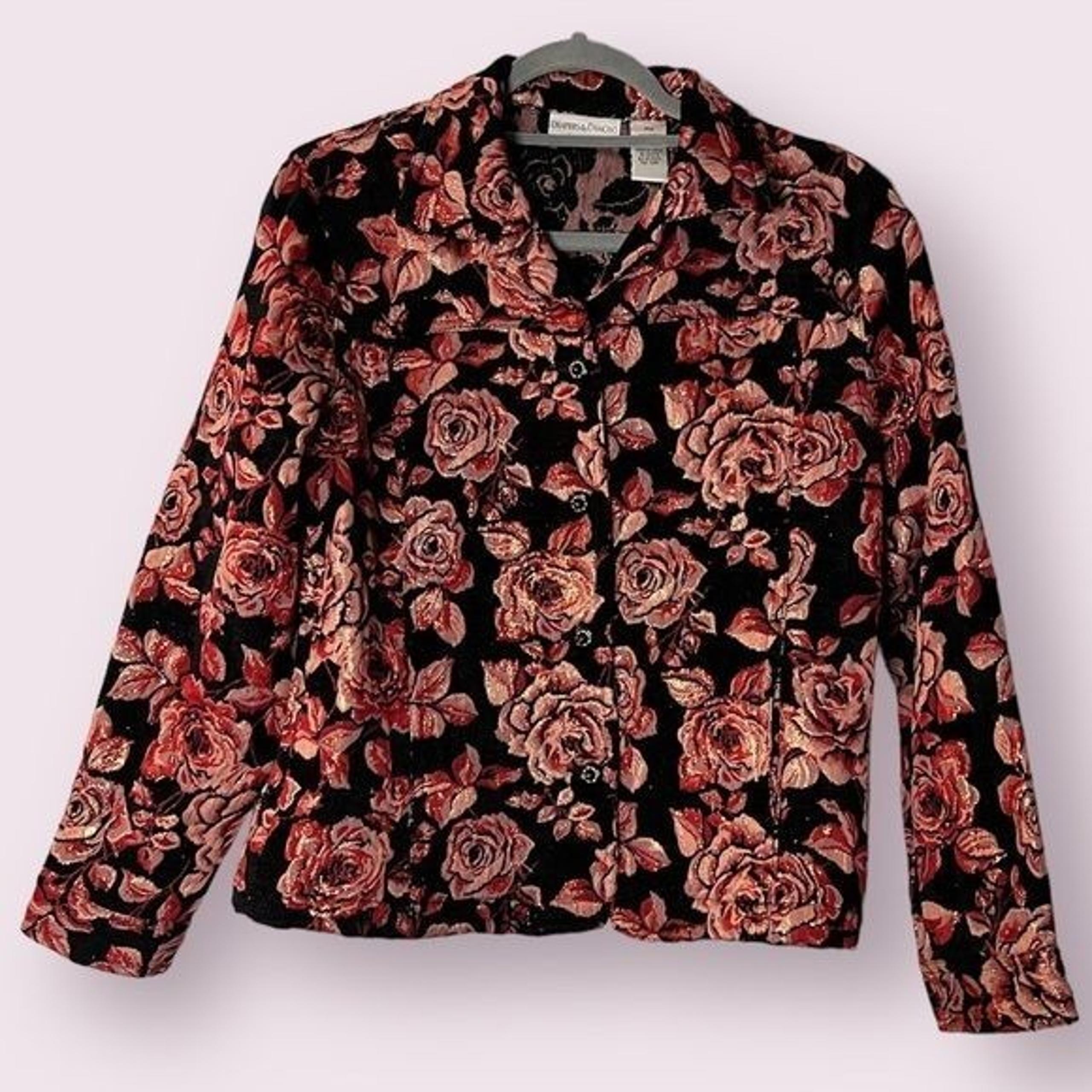 Vintage Draper’s & Damon’s Black and Red Rose Jacket