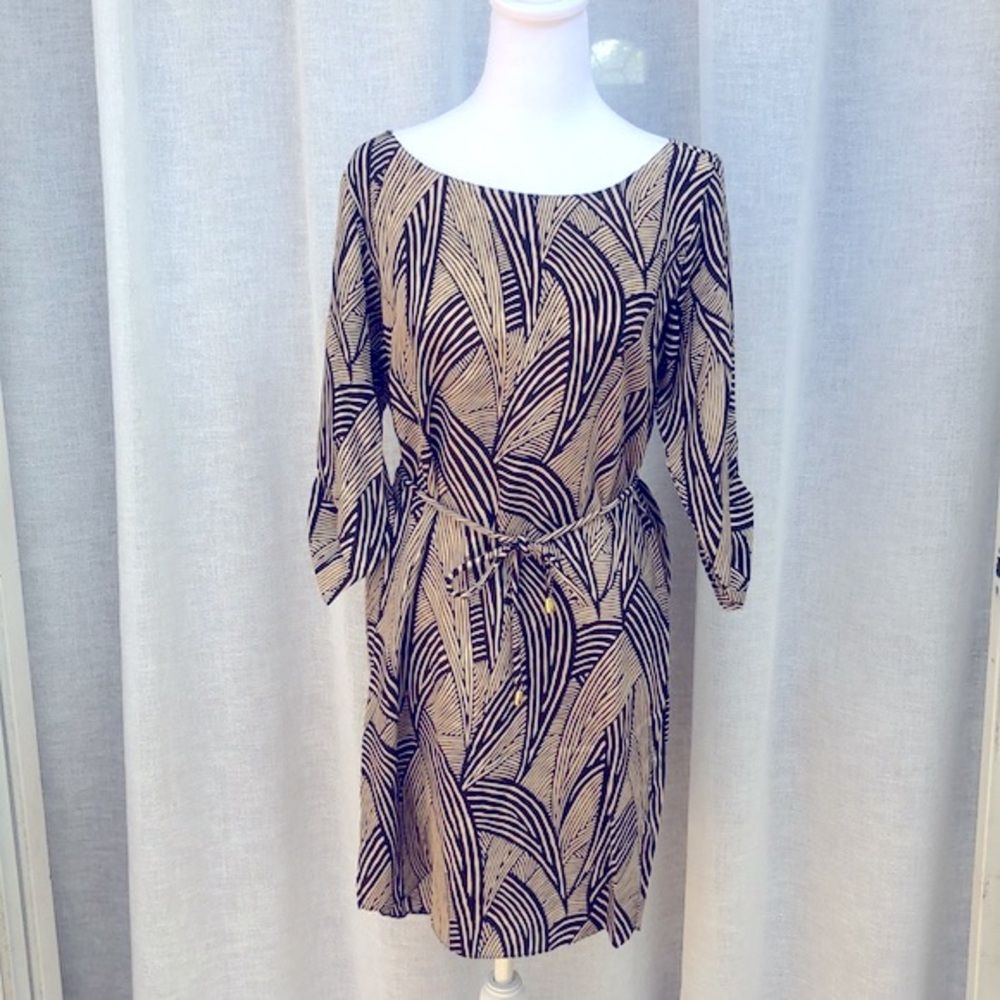 Amanda Uprichard Silk cream and black print mini Bailey Dress