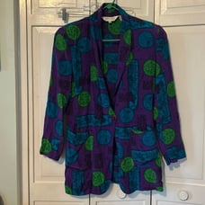 100% Silk Sunny Leigh Vintage Floral print blazer - Size S