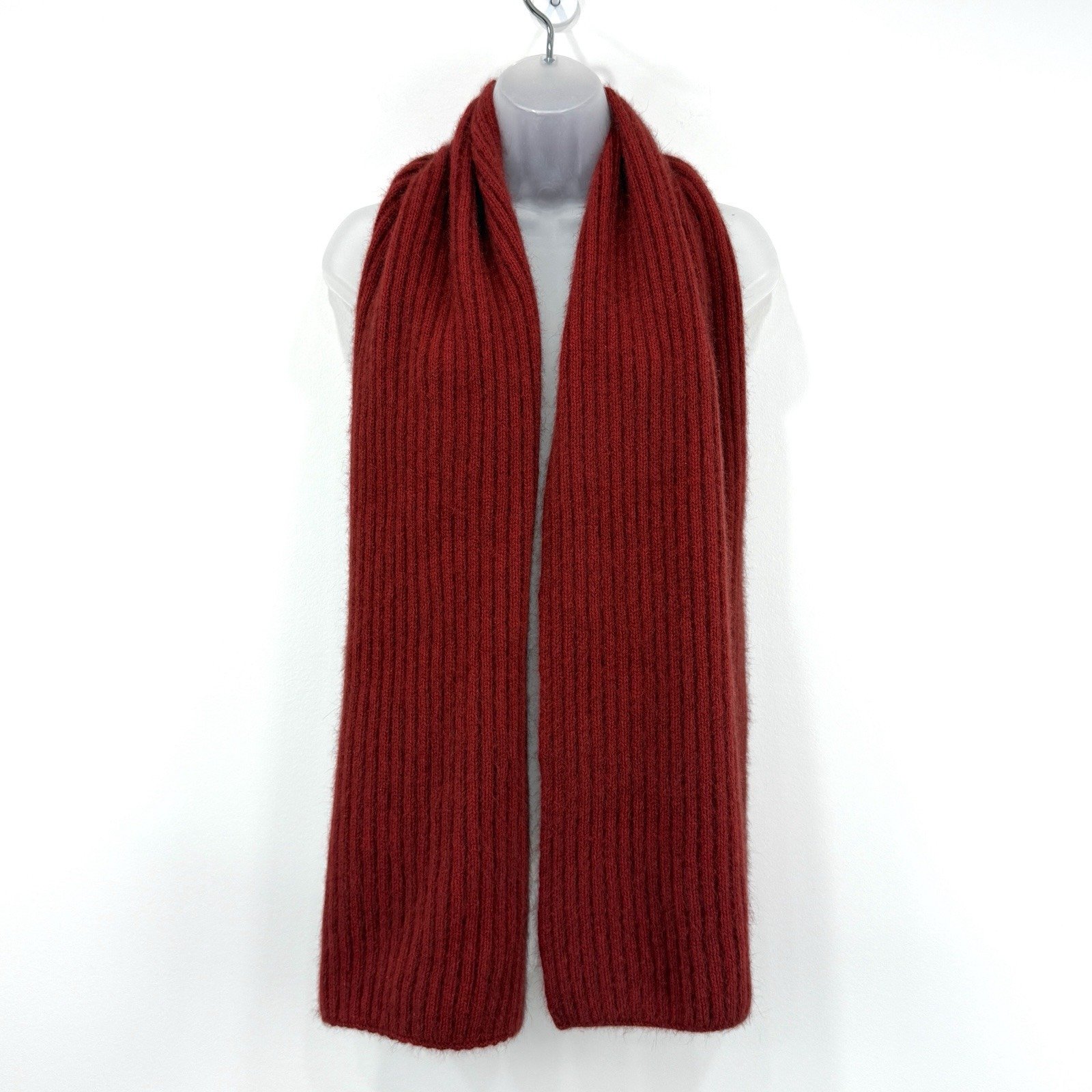 Merino Mink New Zealand Scarf Womens Burnt Red Cozy Old Money Ribbed