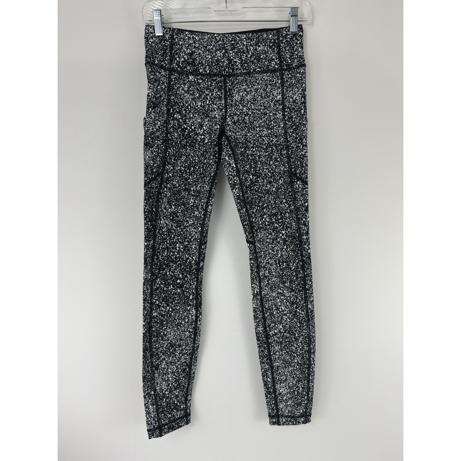 Lululemon Wunder Under Leggings Women's Size 4 Black White Speckled