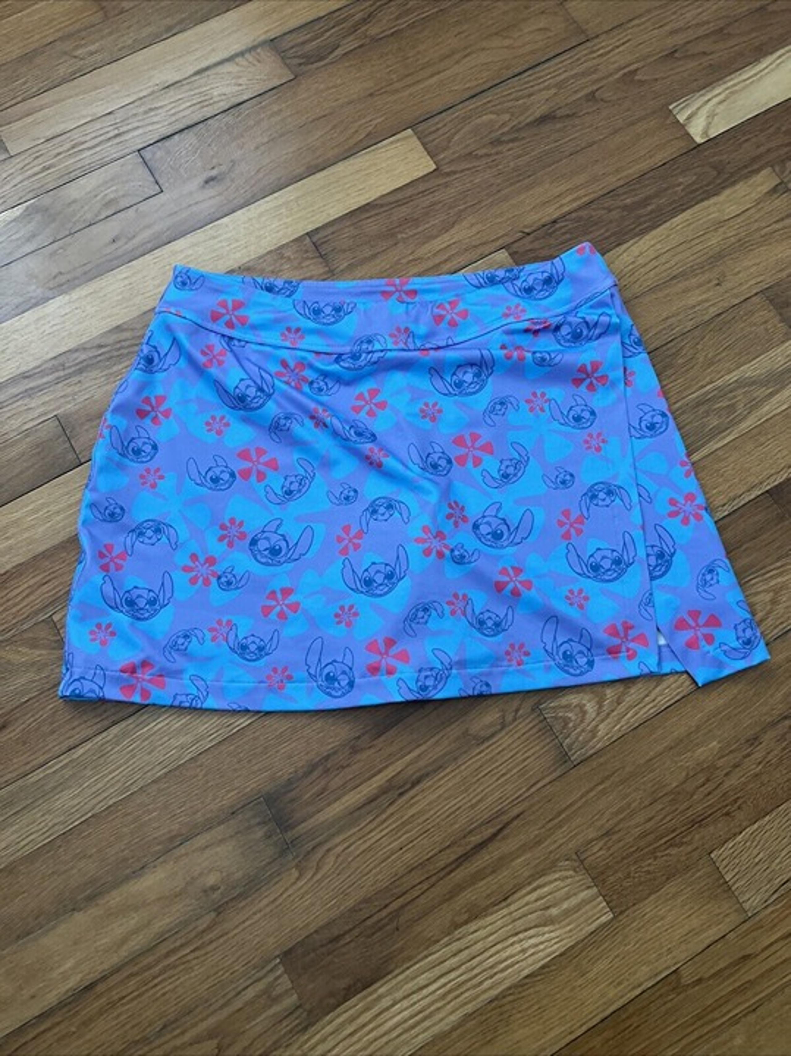 Disney Lilo Stitch Skort Blue Purple Lined Short Golf Skirt Women's Size XL