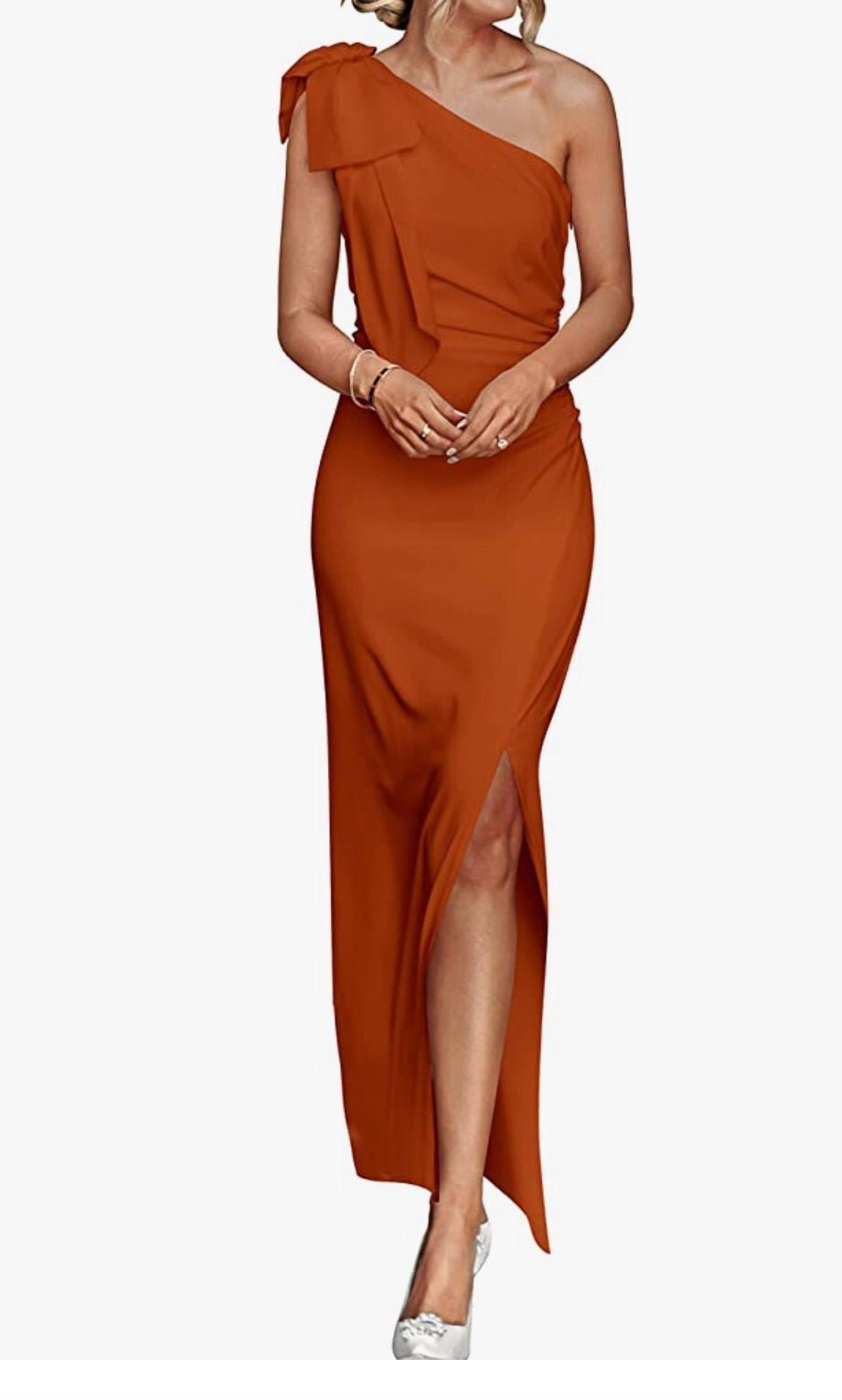 NWT PrettyGarden Women's Summer One Shoulder Long Dress Sleeveless Ruched