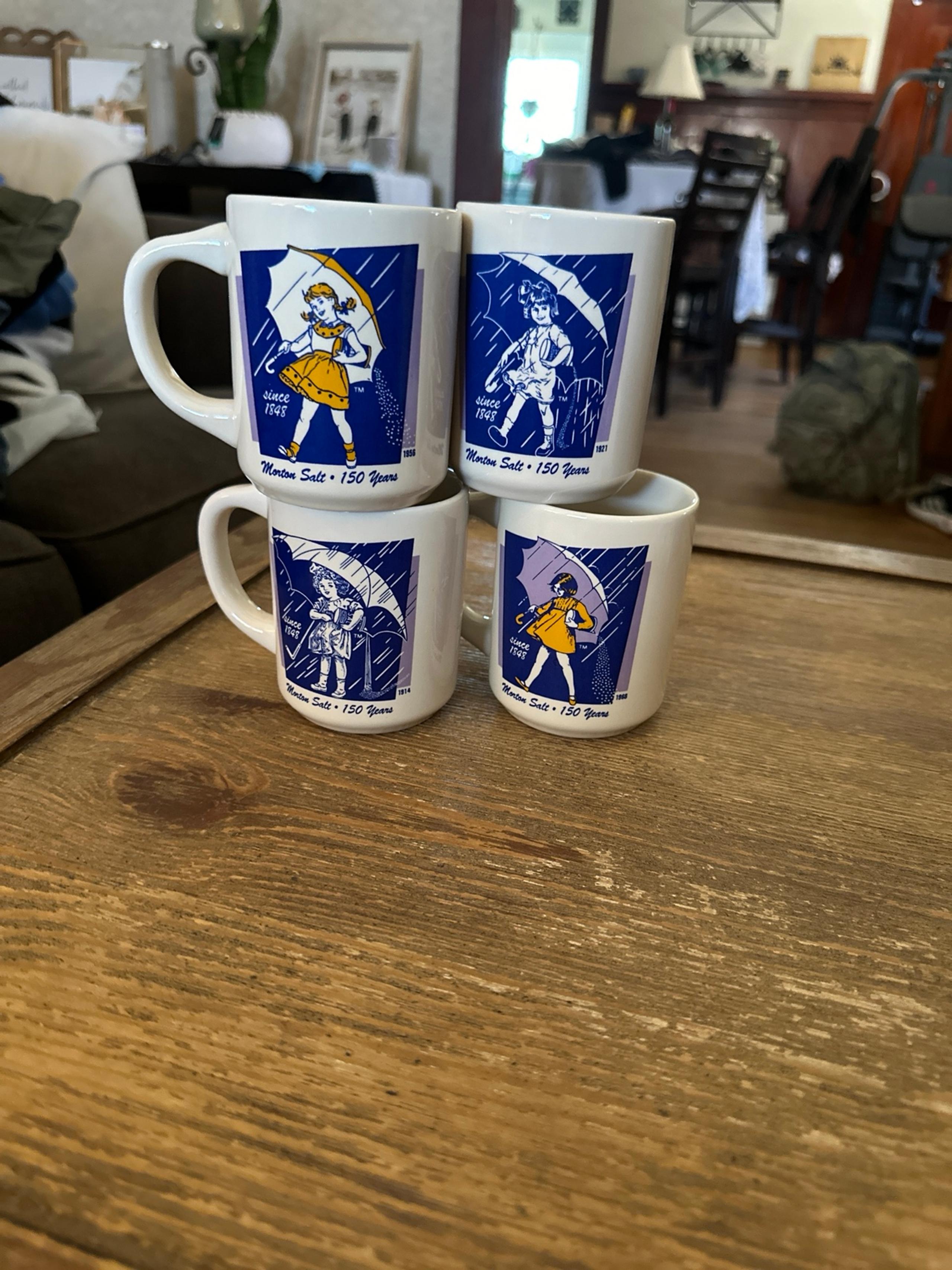 Vintage 1968 Morton Salt Coffee Mug Cups Set of 4 Bryan China