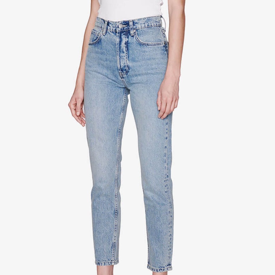Anine Bing High Rise Jeans Sonya Fit in Washed Blue