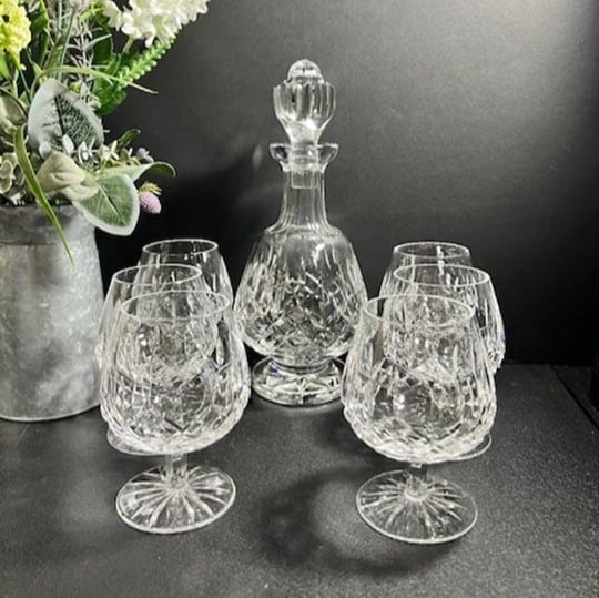 Lismore Brandy Decanter and Brandy Glasses by Waterford
