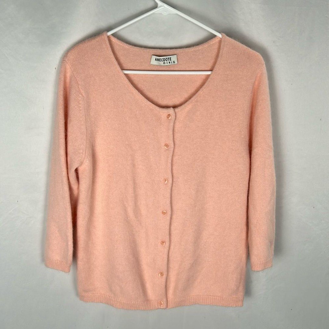 Anecdote Blush Pink Angora Wool Blend Cardigan Sweater -Size Youth XL