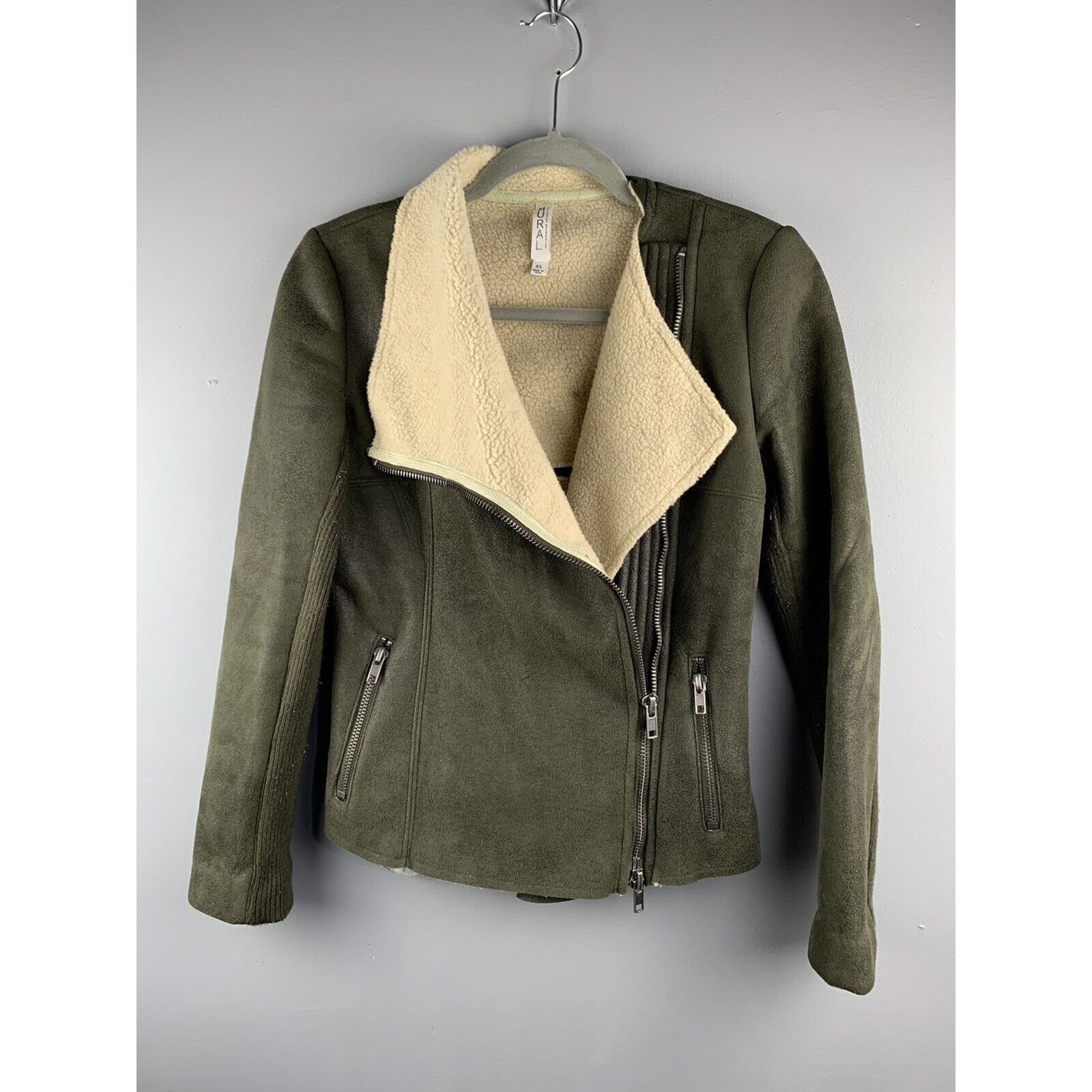 MURAL faux suede Moto jacket Womens size Extra small XS Green pockets Zipper