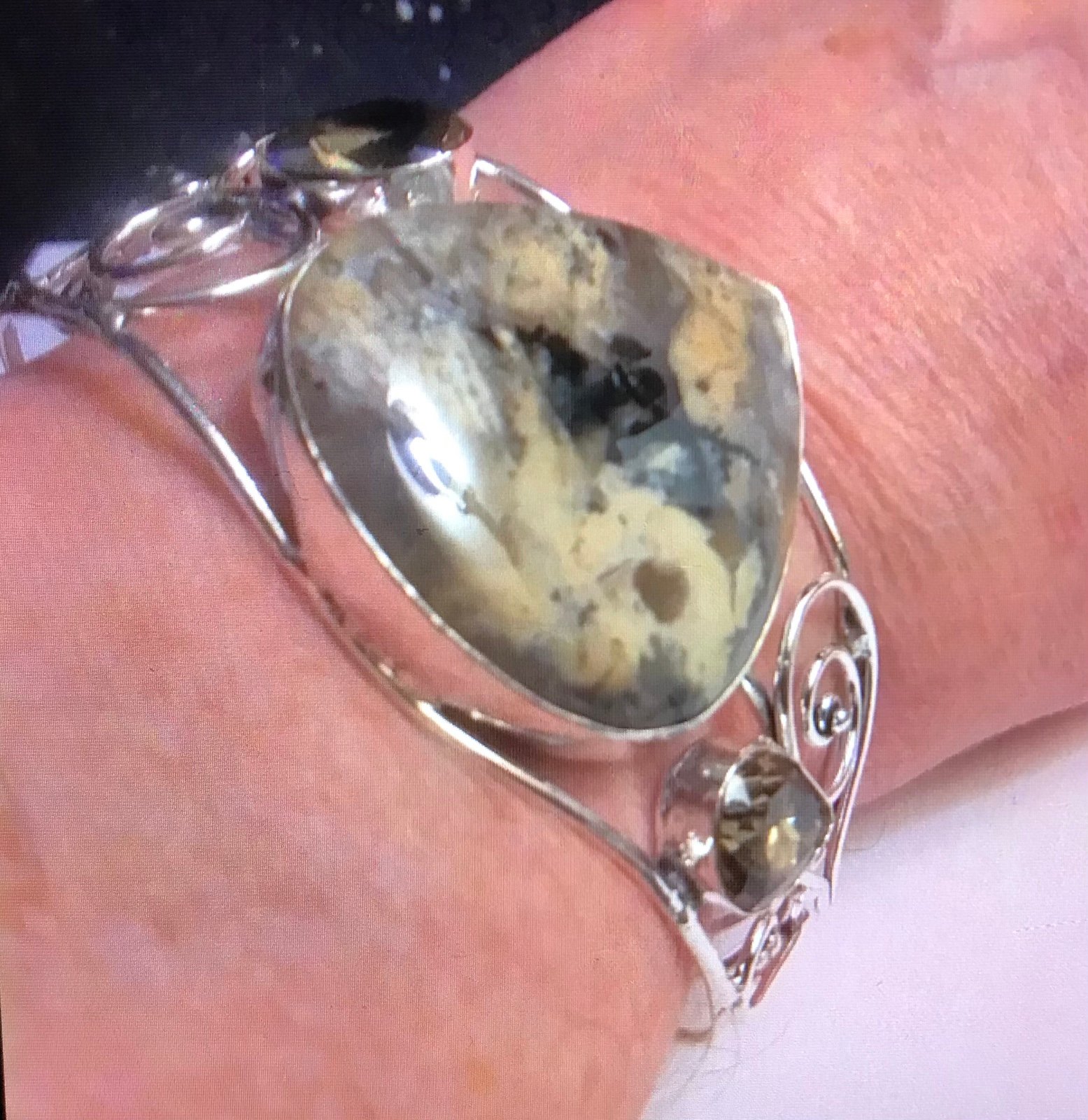 Astrophylite Smokey Topaz 925 Sterling Cuff Bracelet