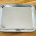 Hammered Steel Silver Metal Tray Platter Gold Trim 16.5” x 12.5”