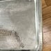 Hammered Steel Silver Metal Tray Platter Gold Trim 16.5” x 12.5”