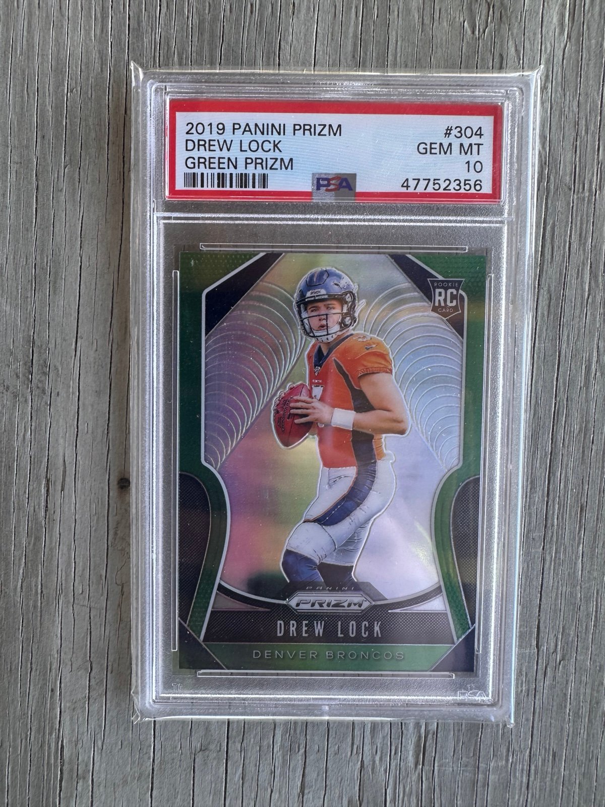 2019 Prizm #304 Drew Lock PSA 10 Green NFL Broncos Rookie RC Invest!