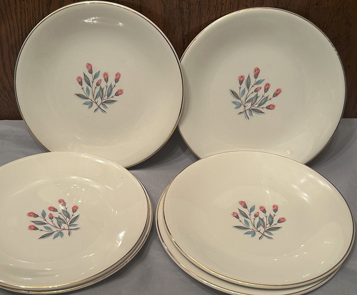 Wedgwood Pink Hope Salad or Dessert Plates( 6) 6-3/4 Tulip Flowers 1960 FIRM